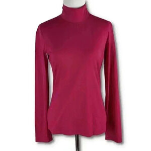 New St. John top size S Cosmo pink long sleeve mock turtleneck stretch career